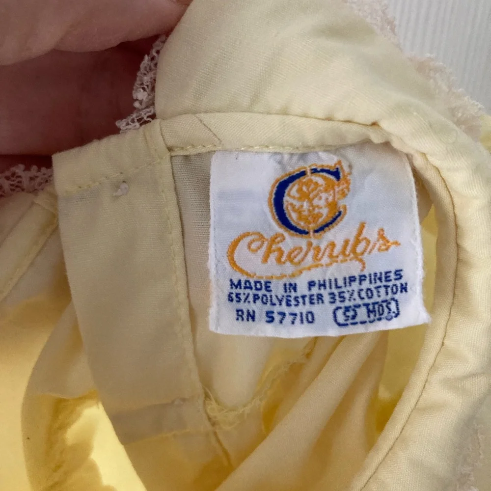 Vintage Cherubs Smocked Yellow Dress - Picture 5 of 10